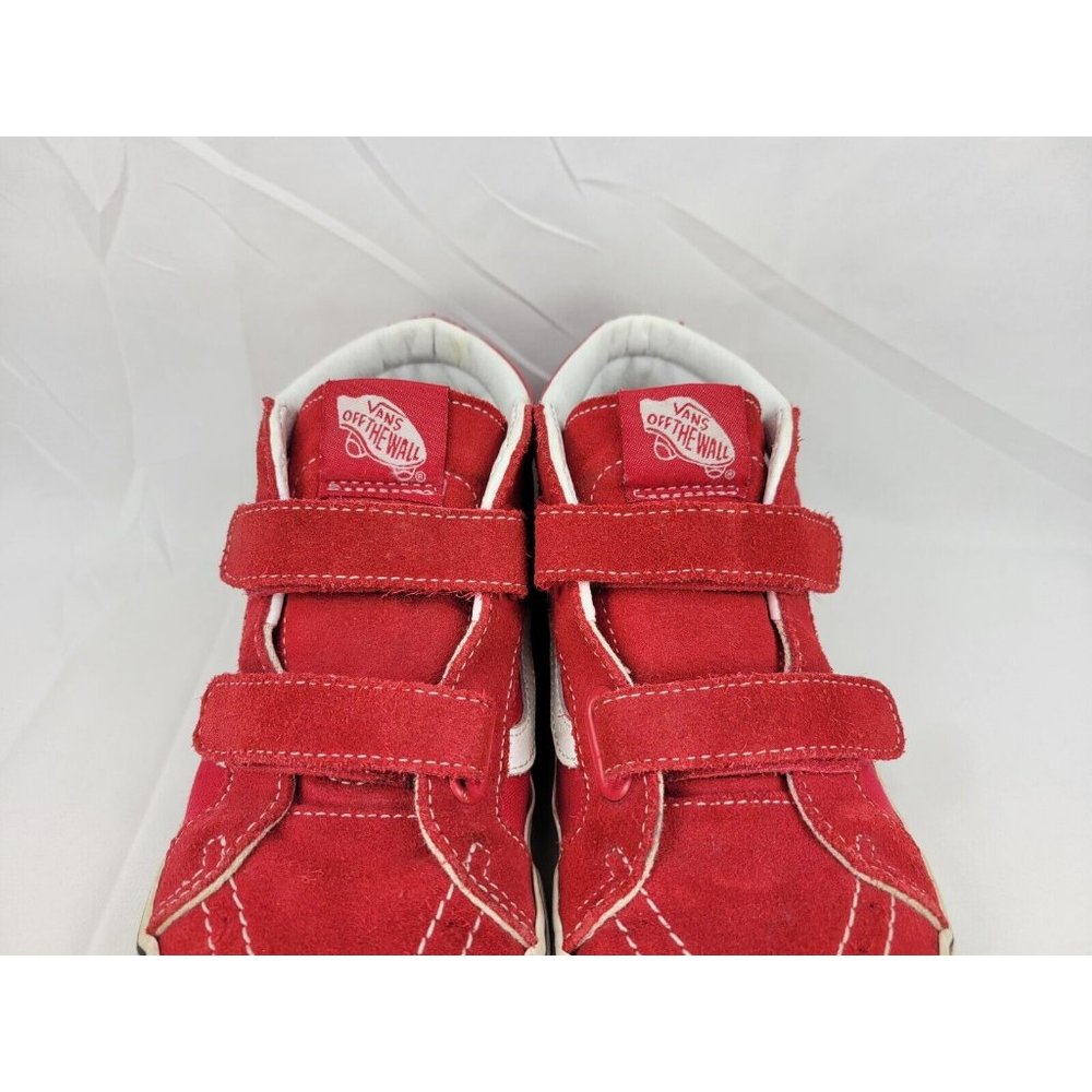 Vans Hook And Loop High Top Shoes Sneakers Youth Size 5.5Y Red White 721454 - Picture 7 of 12